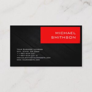 Trendy Modern Red Stripe Grey Business Card