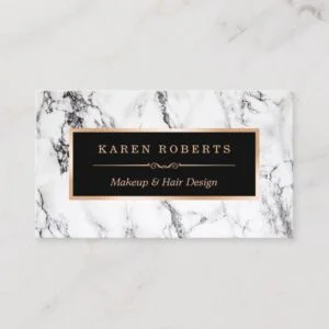 Trendy White Marble Makeup Artist Hair Salon Business Card