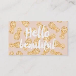 Tropical gold Hawaiian pineapple beauty typography Business Card