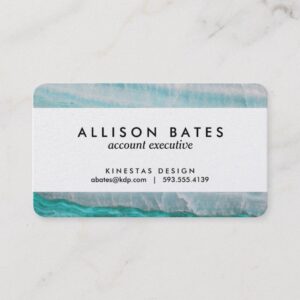 Turquoise Granite Stone Layered Wave Print Business Card