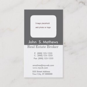 Upscale Image Photo Holder Neutral Gray Corporate Business Card