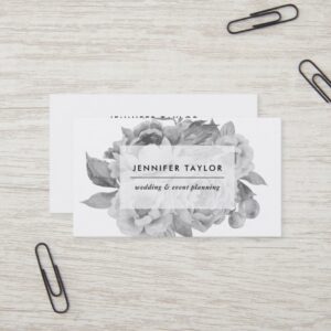 Vintage Black and White Floral Business Card