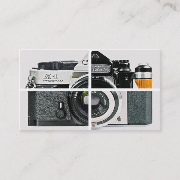 Vintage camera photography simple modern white business card