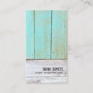 Vintage Country Nature Rustic Turquoise Wood Business Card