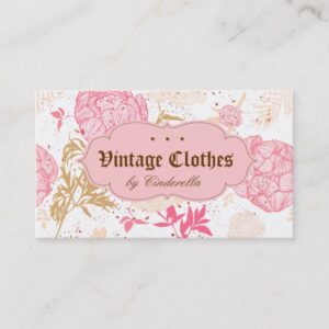 Vintage Floral Fashion Clothing Pink White Cream Business Card