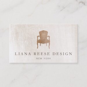 Vintage French Chair Brushed Ivory Marble Business Card