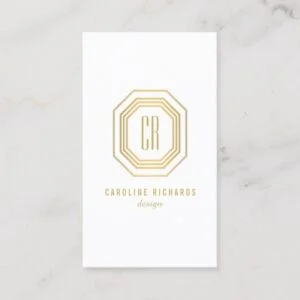 Vintage Gold Art Deco Initials Monogram Business Card