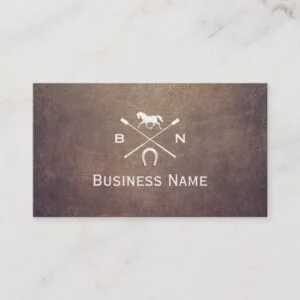 Vintage Horse Monogram Professional Equestrian Business Card