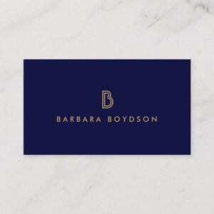 VINTAGE MODERN GOLD and NAVY INITIAL MONOGRAM LOGO Business Card