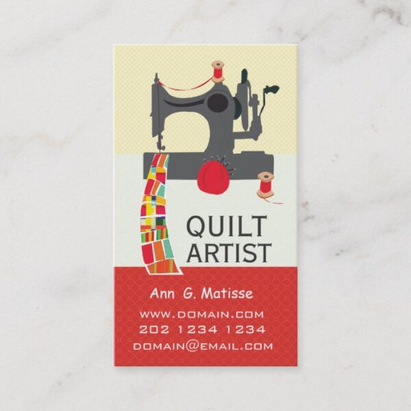 Vintage Sewing Machine Bold Crafts Quilt Artist Business Card