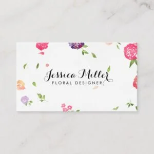Vintage Watercolor Florals Craft Designer II Business Card