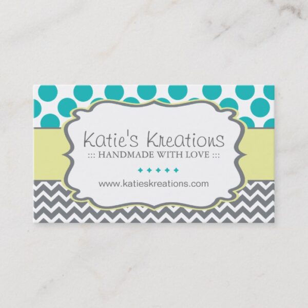 Whimsical Chevron and Dots - Custom Design Business Card