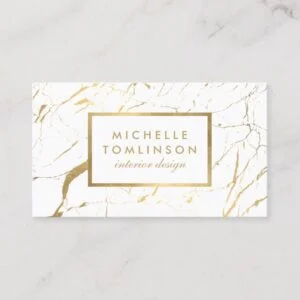 White and Gold Marble Designer Business Card