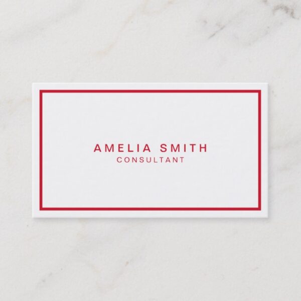 White and Red Corporate Modern Professional Business Card