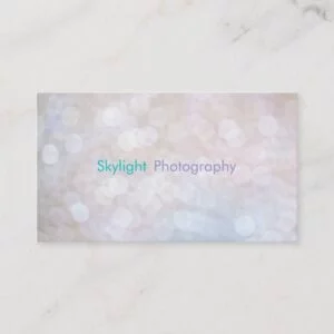 White & Blue Bokeh Photography Business Cards