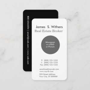 White Modern Minimal  Round Logo Professional Business Card