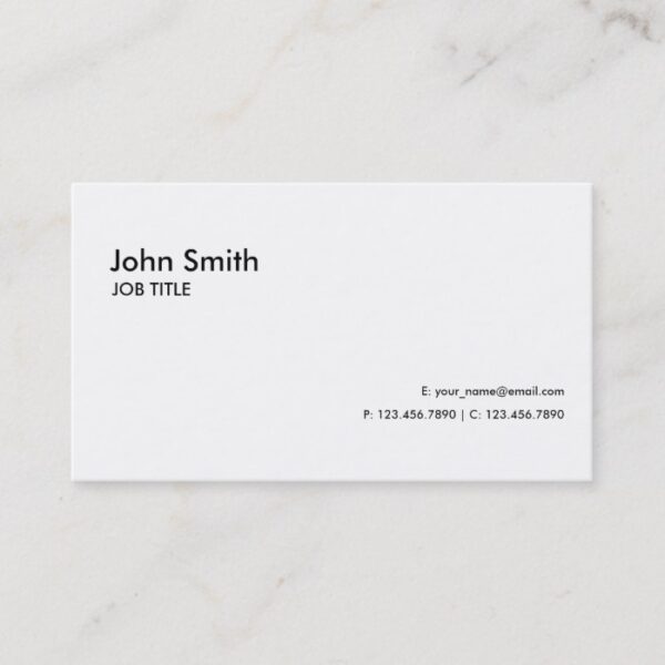 White Professional Elegant Modern Plain Simple Business Card