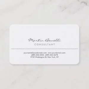 White Rounded Corner Elegant Consultant Minimalist Business Card