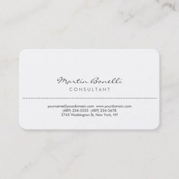 White Rounded Corner Elegant Consultant Minimalist Business Card
