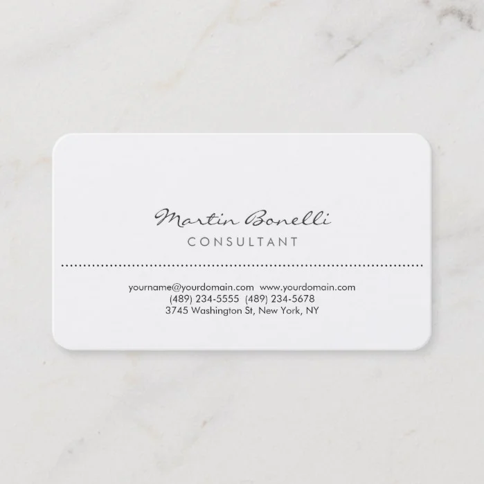 White Rounded Corner Elegant Consultant Minimalist Business Card