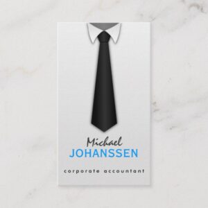 White Shirt Black Tie Accountant Business Cards