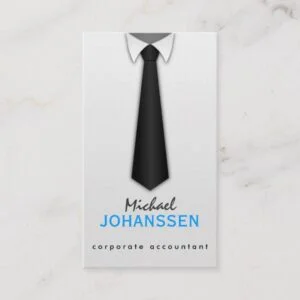White Shirt Black Tie Accountant Business Cards