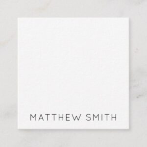 White simple modern professional minimalist square square business card