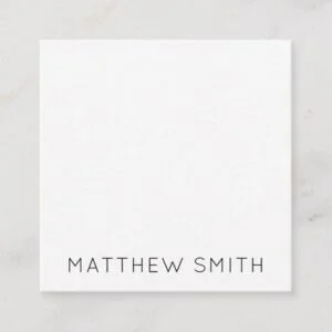 White simple modern professional minimalist square square business card