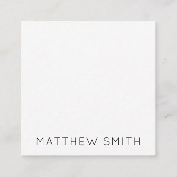 White simple modern professional minimalist square square business card