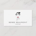 Woman’s Face with Red Lips Elegant White Business Card