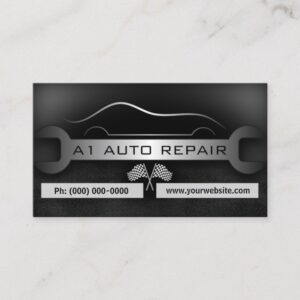 Wrench Mobile Mechanic Auto Repair Black Standard Business Card