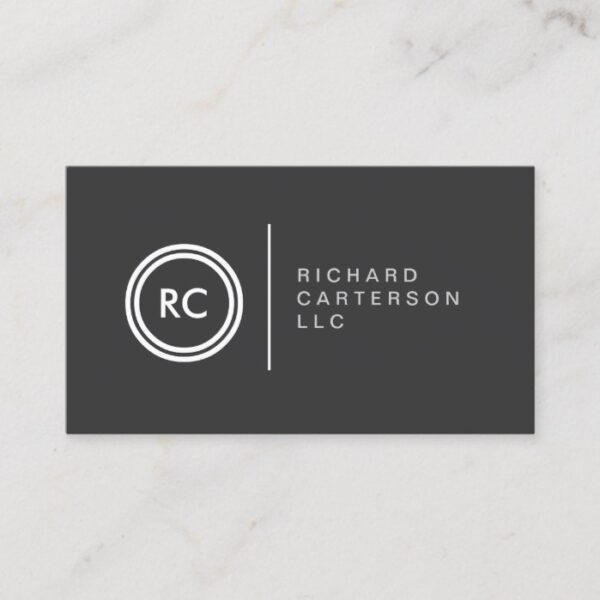 YOUR INITIALS LOGO on DK GRAY No. 2 Business Card