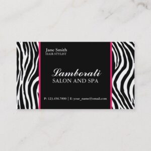 Zebra Print Fashion Hair Stylist Salon Pink Business Card