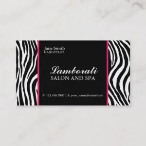 Zebra Print Fashion Hair Stylist Salon Pink Business Card