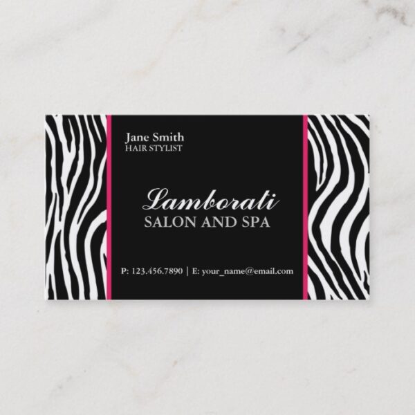 Zebra Print Fashion Hair Stylist Salon Pink Business Card